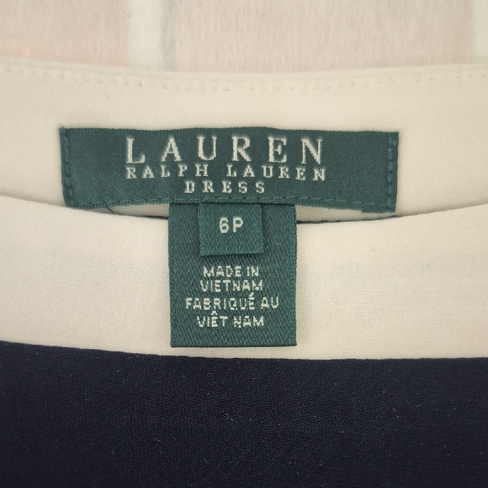 Ralph Lauren Navy and Cream Long Sleeve Dress - Picture 6 of 11